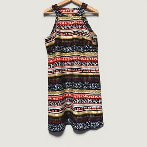 Jade by Melody Tam Sleeveless Dress Navy Orange Geometric Stripe Large Boho